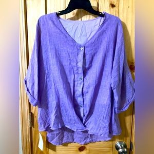 NWOT - La Mode size 2XL flowy purple button-down shirt